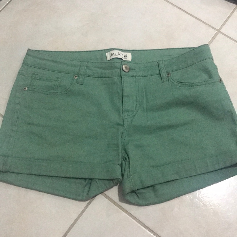 Green jean shorts!